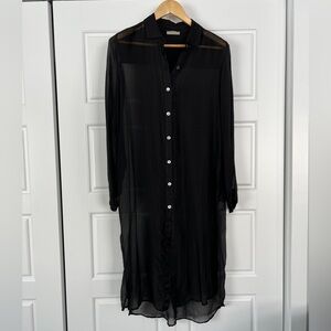 Silk blend shirt tunic coverup layer dress